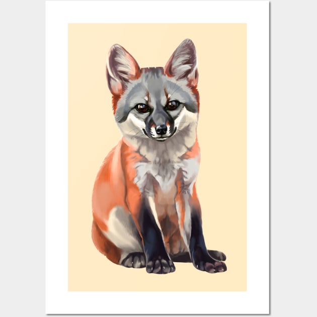 Grey fox Wall Art by Yana Graffox